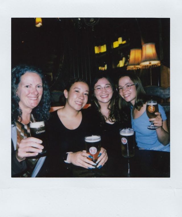 Prof. Beth Pruitt visits DDB Trainees Lauren Washington, Breanna Takacs, and Zsofia Szegletes (left to right) in Galway